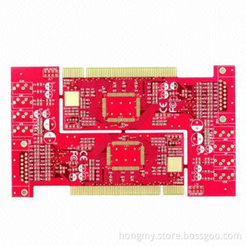 High-density Multilayer Red PCB with Gold Fingers and Gold Plated Surface Treatment